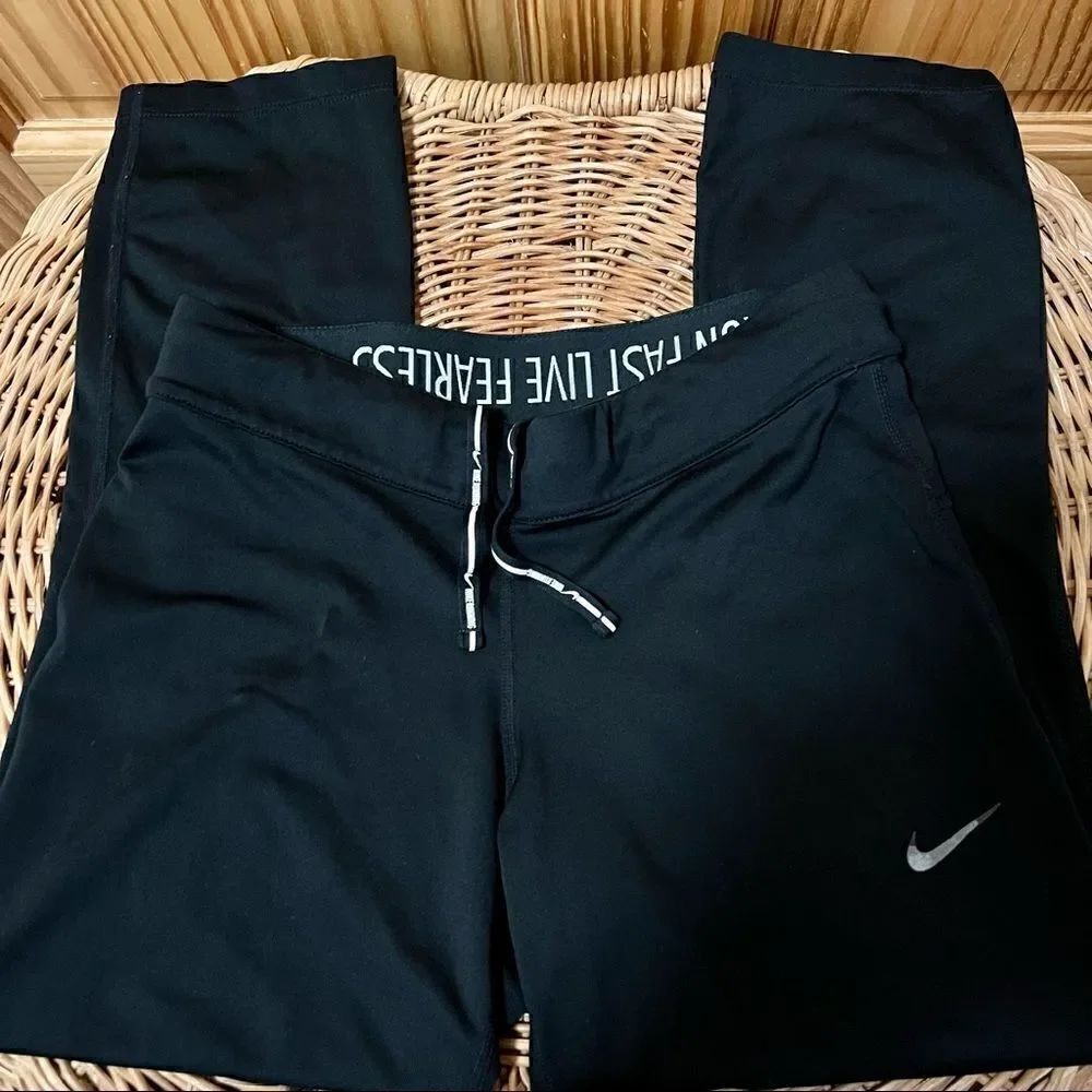 Nike Run Fast Run Fearless black drawstring waist copped running pants XS
